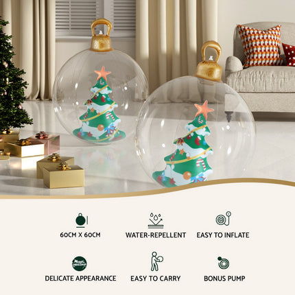 Jingle Jollys Christmas Inflatable Ball 60cm Tree Decoration Giant Bauble Clear.