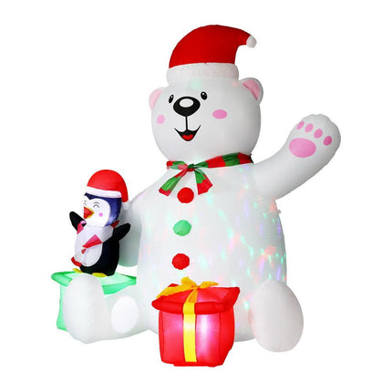 Jingle Jollys Christmas Inflatable Bear 1.8M Height LED Outdoor Decorations Illuminated.