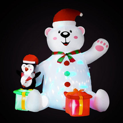Jingle Jollys Christmas Inflatable Bear 1.8M Height LED Outdoor Decorations Illuminated.