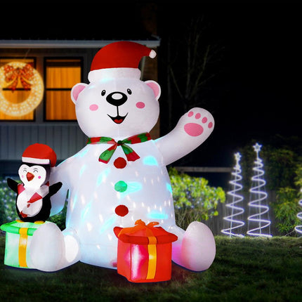 Jingle Jollys Christmas Inflatable Bear 1.8M Height LED Outdoor Decorations Illuminated.