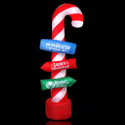 Jingle Jollys Christmas Inflatable Candy Pole 2.4M Illuminated Decorations.