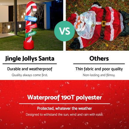 Jingle Jollys Christmas Inflatable Candy Pole 2.4M Illuminated Decorations.
