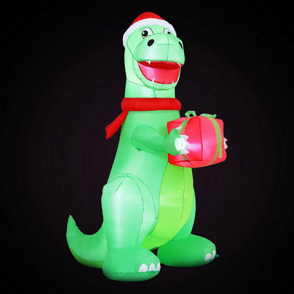 Jingle Jollys Christmas Inflatable Dinosaur 1.8M Height LED Decorations Illuminated.