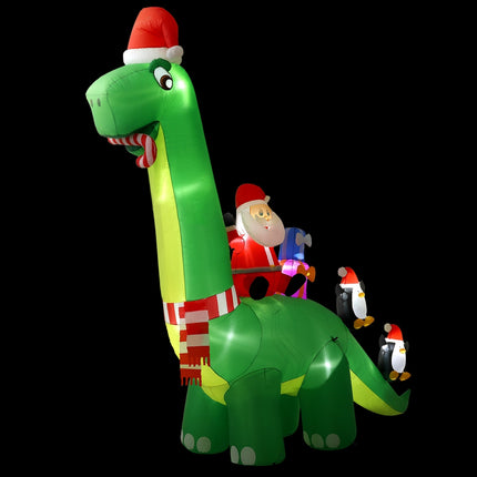Jingle Jollys Christmas Inflatable Santa Dinosaur 3.8M Illuminated Decorations.
