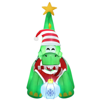 Jingle Jollys Christmas Inflatable Dinosaur 1.86M Height LED Decorations Illuminated.
