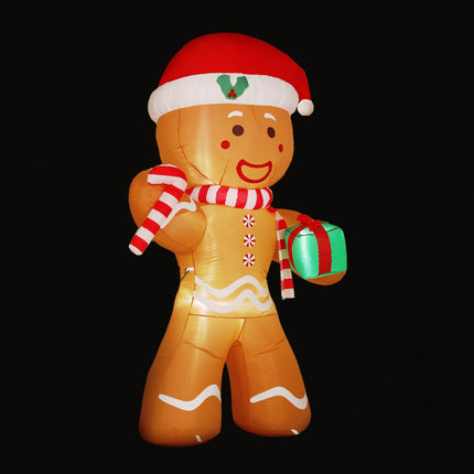 Jingle Jollys Christmas Inflatable Gingerbread Man 2.4M Illuminated Decorations.