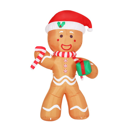 Jingle Jollys Christmas Inflatable Gingerbread Man 2.4M Illuminated Decorations.