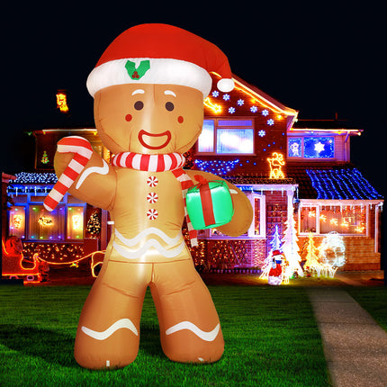 Jingle Jollys Christmas Inflatable Gingerbread Man 2.4M Illuminated Decorations.
