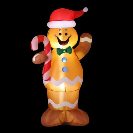 Jingle Jollys Christmas Inflatable Gingerbread Man 1.5M Height LED Decorations Illuminated.