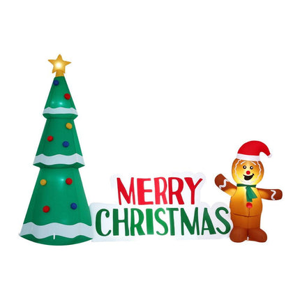 Jingle Jollys Christmas Inflatable Gingerbread Man Tree LED Illuminated Decorations.