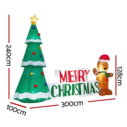 Jingle Jollys Christmas Inflatable Gingerbread Man Tree LED Illuminated Decorations.