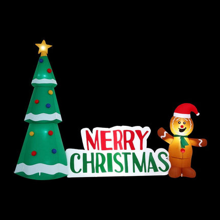 Jingle Jollys Christmas Inflatable Gingerbread Man Tree LED Illuminated Decorations.