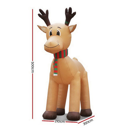 Jingle Jollys Christmas Inflatable Reindeer 5M Illuminated Decorations.