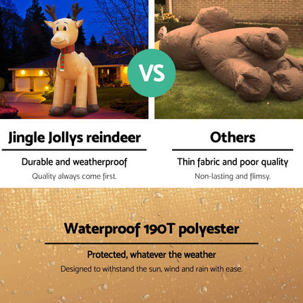 Jingle Jollys Christmas Inflatable Reindeer 5M Illuminated Decorations.