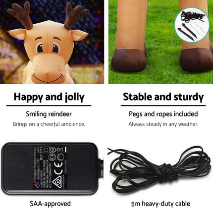 Jingle Jollys Christmas Inflatable Reindeer 5M Illuminated Decorations.