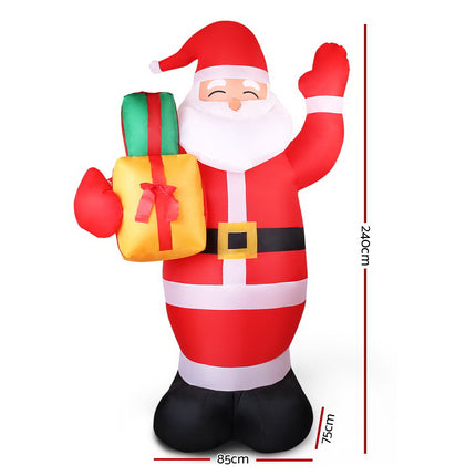 Jingle Jollys Christmas Inflatable Santa 2.4M Illuminated Decorations.