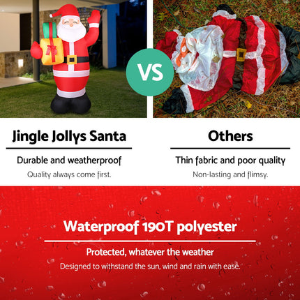 Jingle Jollys Christmas Inflatable Santa 2.4M Illuminated Decorations.