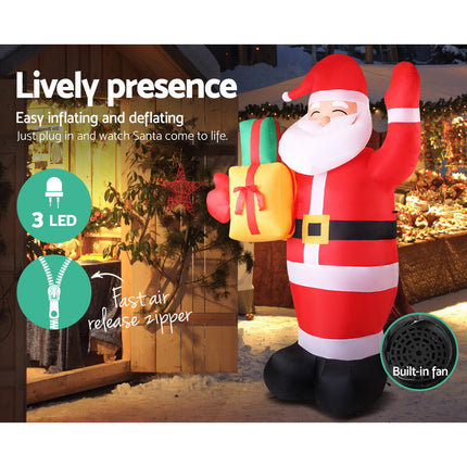 Jingle Jollys Christmas Inflatable Santa 2.4M Illuminated Decorations.