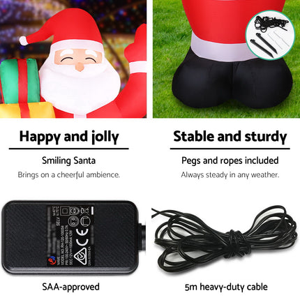 Jingle Jollys Christmas Inflatable Santa 2.4M Illuminated Decorations.
