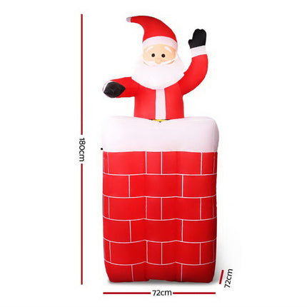 Jingle Jollys Christmas Inflatable Santa Pop Up 1.8M Illuminated Decorations.