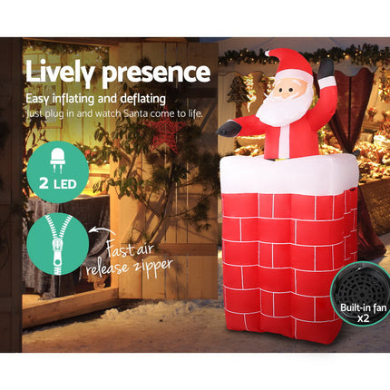 Jingle Jollys Christmas Inflatable Santa Pop Up 1.8M Illuminated Decorations.