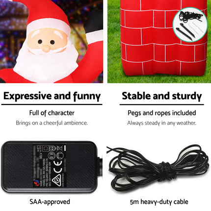 Jingle Jollys Christmas Inflatable Santa Pop Up 1.8M Illuminated Decorations.