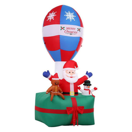 Jingle Jollys Christmas Inflatable Santa in Ballon 2.8M Height LED Decorations Illuminated.