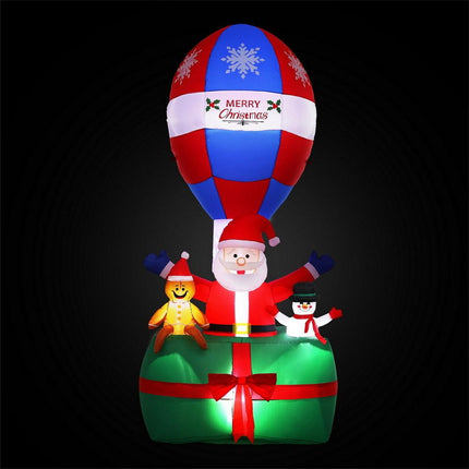 Jingle Jollys Christmas Inflatable Santa in Ballon 2.8M Height LED Decorations Illuminated.