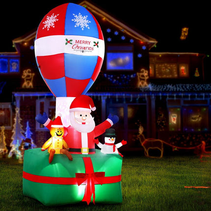 Jingle Jollys Christmas Inflatable Santa in Ballon 2.8M Height LED Decorations Illuminated.