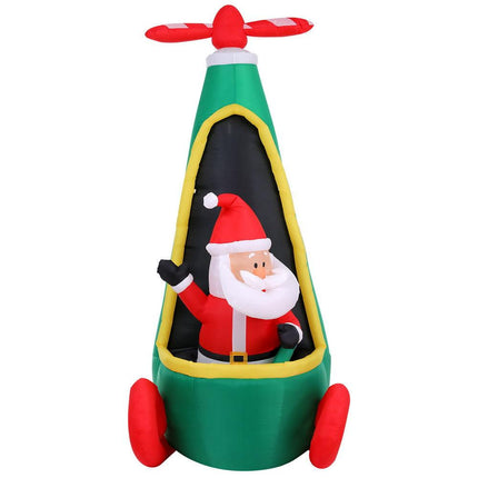 Jingle Jollys Christmas Inflatable Santa in Helicopter 2.55M Height LED Illuminated Decorations.