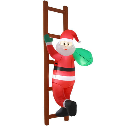 Jingle Jollys Christmas Inflatable Santa Climbing Ladder 2.45M Height LED Decorations Illuminated.