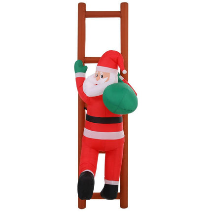 Jingle Jollys Christmas Inflatable Santa Climbing Ladder 2.45M Height LED Decorations Illuminated.