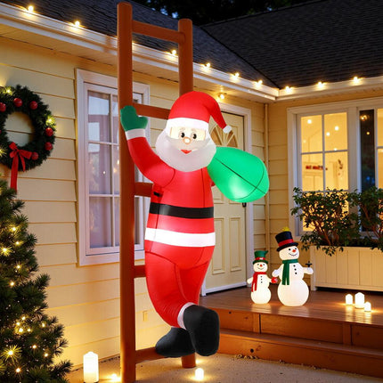Jingle Jollys Christmas Inflatable Santa Climbing Ladder 2.45M Height LED Decorations Illuminated.