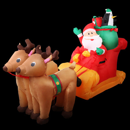 Jingle Jollys Christmas Inflatable Santa Sleigh 2.2M Illuminated Decorations.