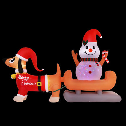 Jingle Jollys Christmas Inflatable Snowman Dog 4.2M Tall Outdoor Decorations Illuminated.