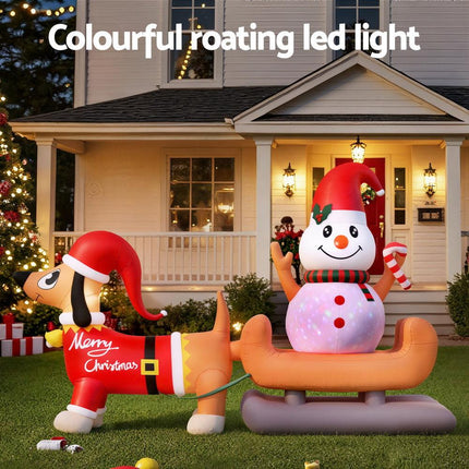 Jingle Jollys Christmas Inflatable Snowman Dog 4.2M Tall Outdoor Decorations Illuminated.