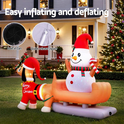Jingle Jollys Christmas Inflatable Snowman Dog 4.2M Tall Outdoor Decorations Illuminated.