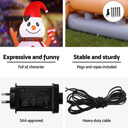 Jingle Jollys Christmas Inflatable Snowman Dog 4.2M Tall Outdoor Decorations Illuminated.
