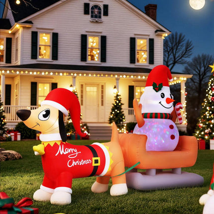 Jingle Jollys Christmas Inflatable Snowman Dog 4.2M Tall Outdoor Decorations Illuminated.