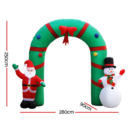Jingle Jollys Christmas Inflatable Archwary 2.8M Illuminated Decorations.