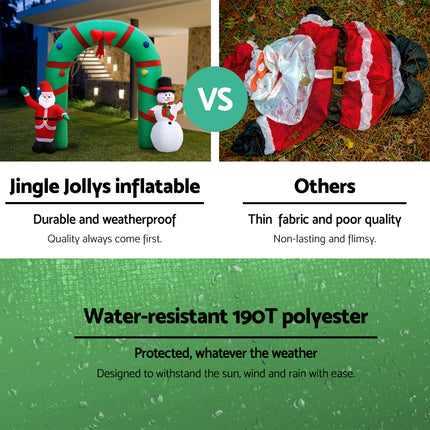 Jingle Jollys Christmas Inflatable Archwary 2.8M Illuminated Decorations.