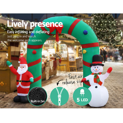 Jingle Jollys Christmas Inflatable Archwary 2.8M Illuminated Decorations.