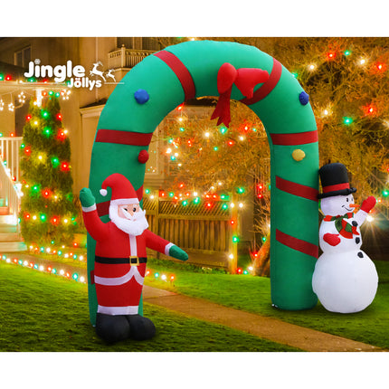 Jingle Jollys Christmas Inflatable Archwary 2.8M Illuminated Decorations.