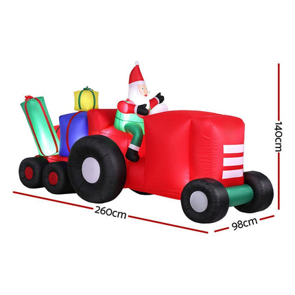 Jingle Jollys Christmas Inflatable Santa Truck 2.6M Length LED Decorations Illuminated.