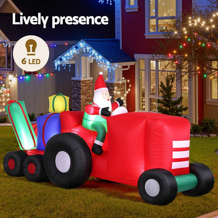 Jingle Jollys Christmas Inflatable Santa Truck 2.6M Length LED Decorations Illuminated.