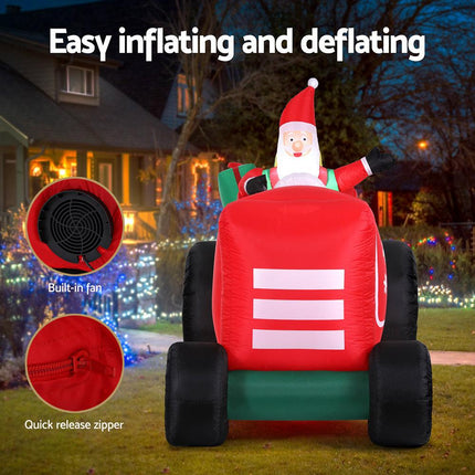 Jingle Jollys Christmas Inflatable Santa Truck 2.6M Length LED Decorations Illuminated.