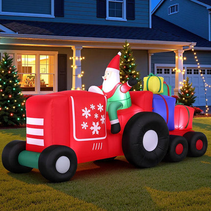 Jingle Jollys Christmas Inflatable Santa Truck 2.6M Length LED Decorations Illuminated.