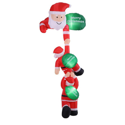 Jingle Jollys Christmas Inflatable Climbing Santa 2.5M Height LED Decorations Illuminated.