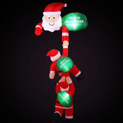 Jingle Jollys Christmas Inflatable Climbing Santa 2.5M Height LED Decorations Illuminated.