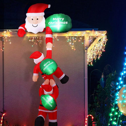 Jingle Jollys Christmas Inflatable Climbing Santa 2.5M Height LED Decorations Illuminated.